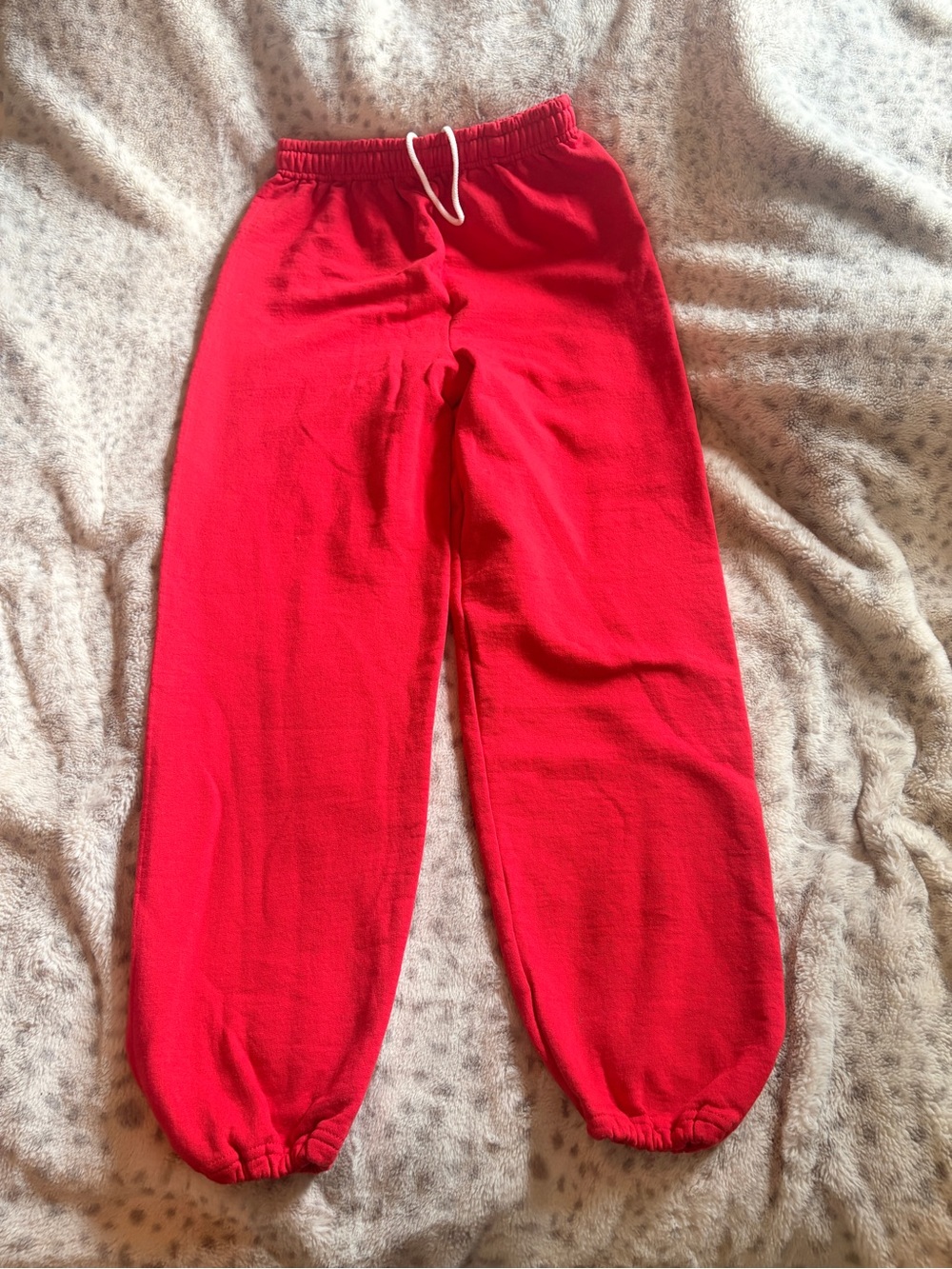 Amazon Red Straight-Leg Fleece Sweatpants with Drawstring